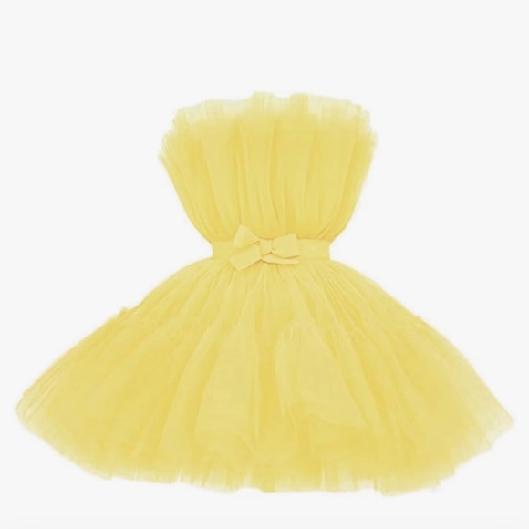 Dresses & Skirts - NEW Yellow Tulle Women's Short Puffy Prom Dress Strapless Tulle Homecoming Dress